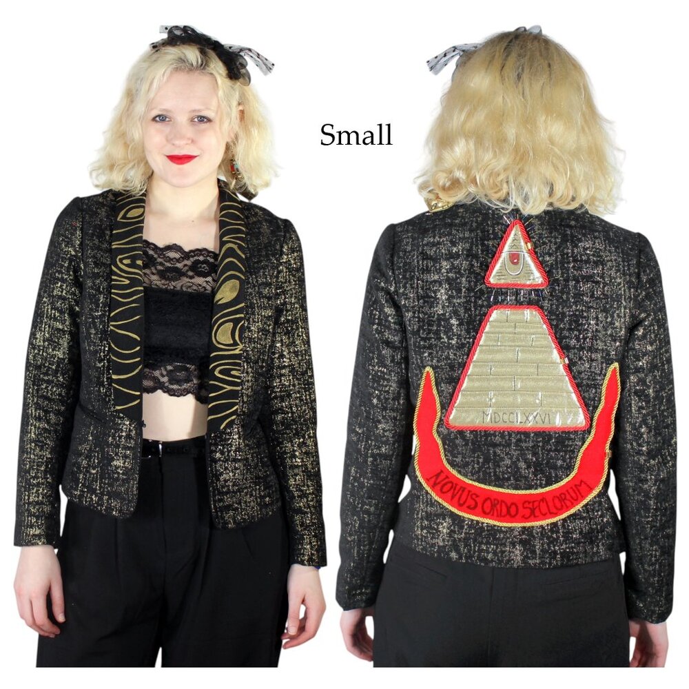 Desperately Seeking 80s Size Small* Pyramid Style Black and Gold Susan Jacket